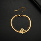 Lemegeton Charm Witch Celtic Knot Double Layer Bracelets Women Wicca Amulet Adjustable Chains Bracelet Stainless Steel