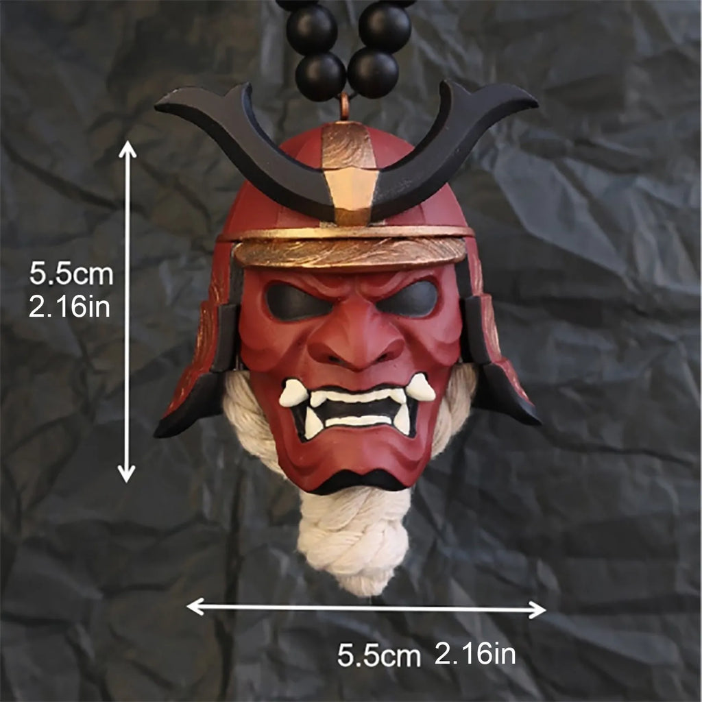 Samurai Kabuto Helmet Hannya Japanese Oni Car Rear View Mirror Charm Car accessories Rear View Mirror Pendant Car Decoration