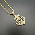 Jesus Christ Religion Necklace New Men's Fashion Titanium Steel Gold-Plated Anchor Cross Pendant Necklace Hip Hop Jewelry