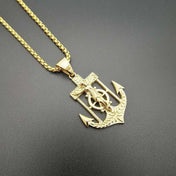 Jesus Christ Anchor Cross Pendant Necklace — Gold