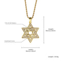 Gold Iced Out Hexagon Pendant Rope Chain Necklace