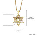 Gold Iced Out Hexagon Pendant Rope Chain Necklace