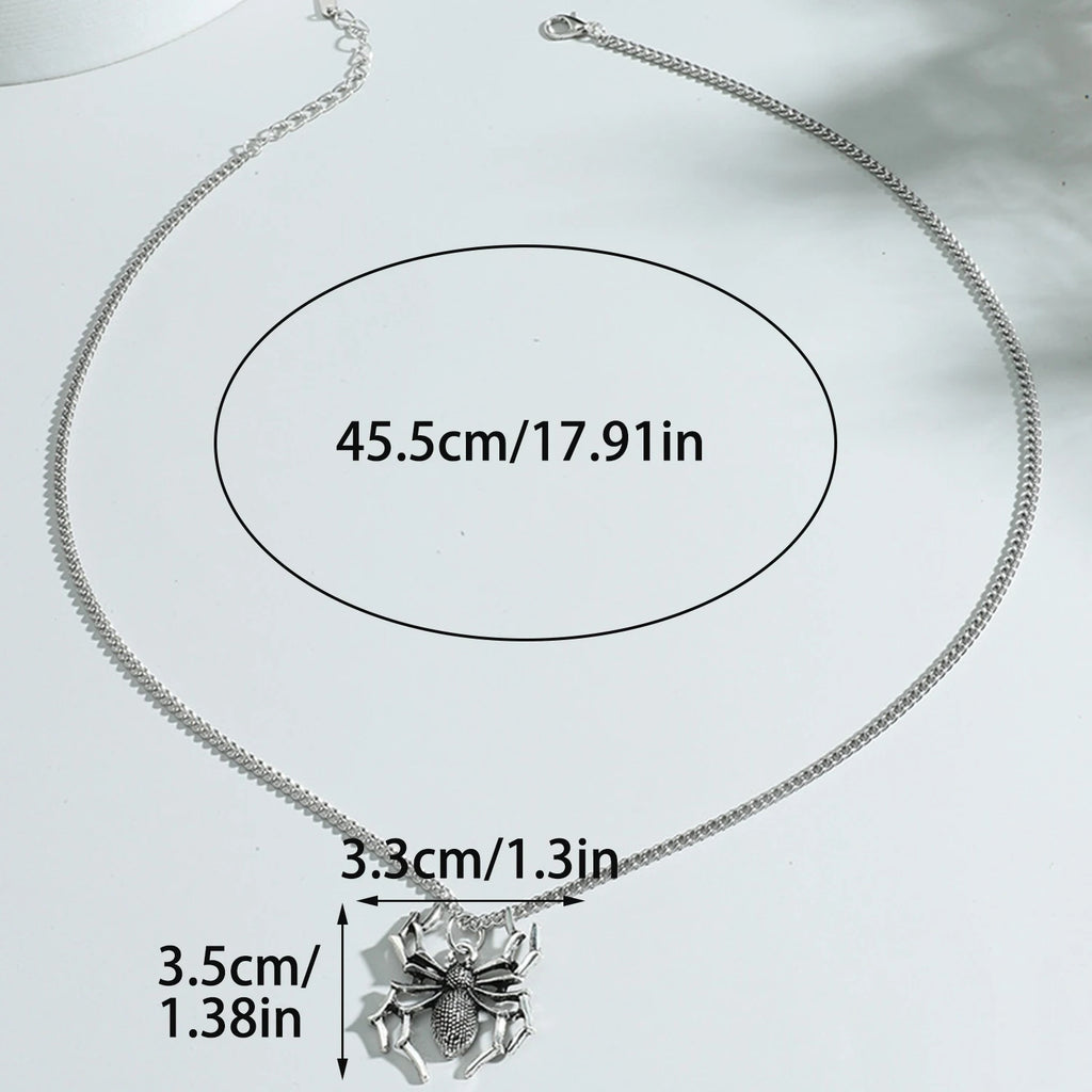 Cute Spider Animal Pendant Necklace for Girls Silver Color Chain Necklace Y2K Style Women Neck Accessories Trendy