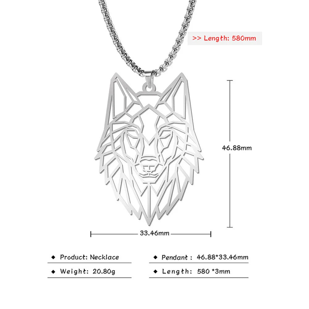 My Shape Lion King Crown Pendent Necklaces for Men Boys Stainless Steel Punk Animal Wolf Charms Choker Chains Hip Hop