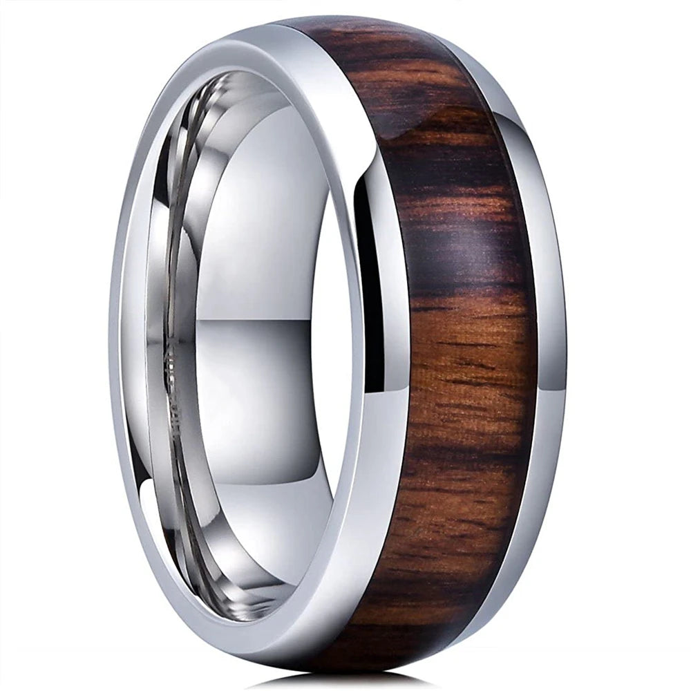 Fashion 8mm Silver Color Men Stainless Steel Ring Inlay Colorful Abalone Shell Rings For Men Women Wedding Band Jewelry Gifts