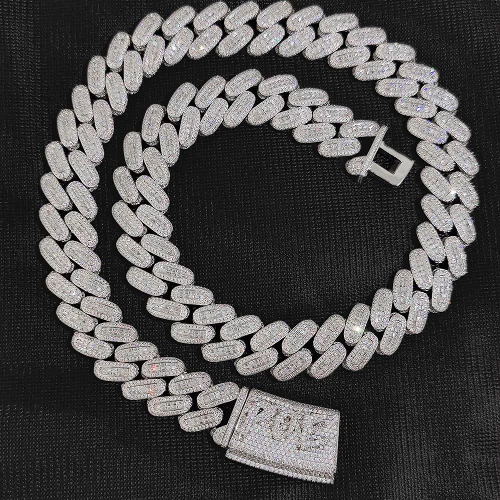 Iced Out Cuban Chain Necklace Stainless Steel 18MM
