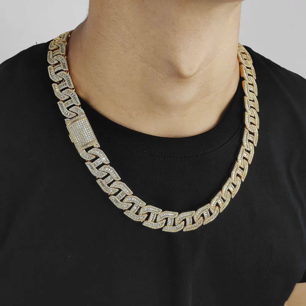 Iced Out Cuban Chain Necklace Stainless Steel 16MM