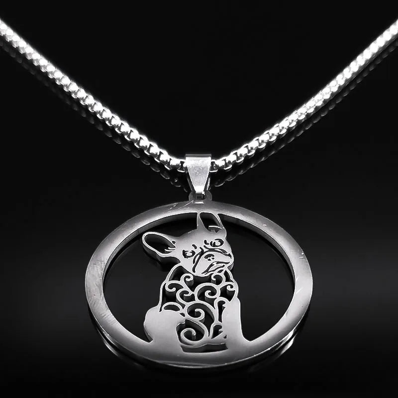 Iced Out Silver Chain French Bulldog Chihuahua