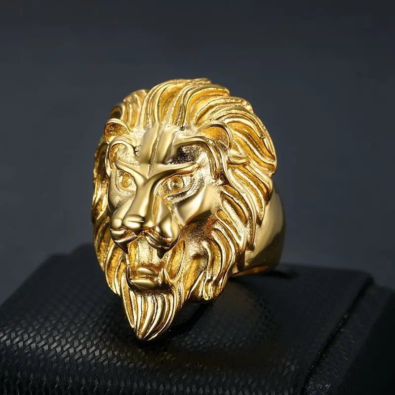 Lion Head Steel Ring 316L Animal Style Finger