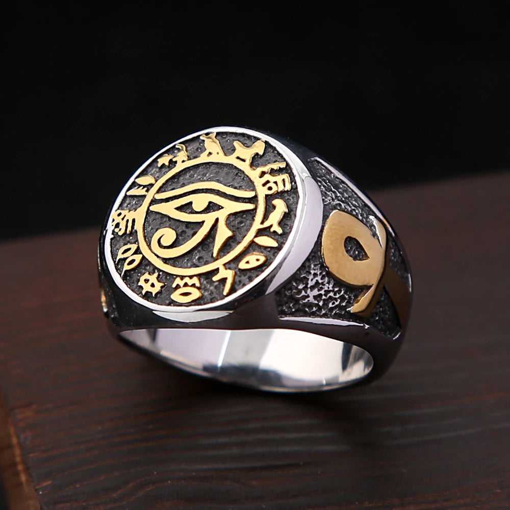Egyptian Eye of Horus Ring — Stainless