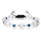 6 8mm Natural Stone Beads Bracelet for Women Men Blue Turkish Evil Eye Braided Chain Bangle Lucky Couple Jewelry Gift