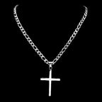 Hip Hop Vinatge Thick Cross Pendant Necklace for Men Stainless Steel Silver Color Faith Chain Necklaces Gift Jewelry