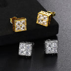 Gold Iced Out Stud Earring Statement Crystal