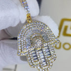 Iced Out Hamsa Hand of Fatima Pendant Necklace — Copper Alloy