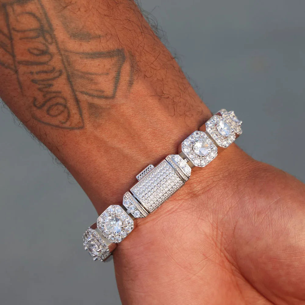 Valentine Day Cluster Tennis Bracelet Hip Hop Jewelry Sparkle 5A CZ Diamond 10/12mm Rock Sugar Tennis Bracelet Gift