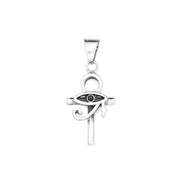 Curled Ankh Eye Of Horus Stainless Steel Necklace Pendant