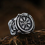 New Creative Stainless Steel Viking Warrior Double Axe Ring for Men Fashion Punk Hip Hop Party Jewelry