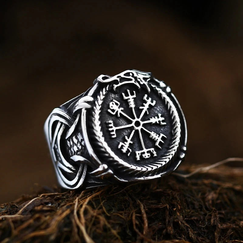 New Creative Stainless Steel Viking Warrior Double Axe Ring for Men Fashion Punk Hip Hop Party Jewelry