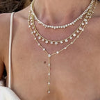 2025 Luxury Round Water Drop Stone Pendant Tennis Chain Jewelry 5A Cubic Zirconia Bling Long Y Lariat Sexy Women Choker