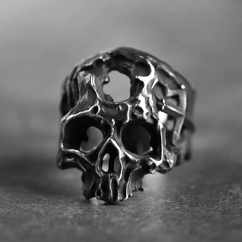 316L Stainless Steel Various Design 2022 New Arrive Classical Skull Men`s Ring With Pattern Punk Rock Gothic Creative