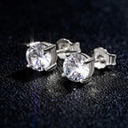 Iced Out Round Zircon Stud Earrings Stainless Steel