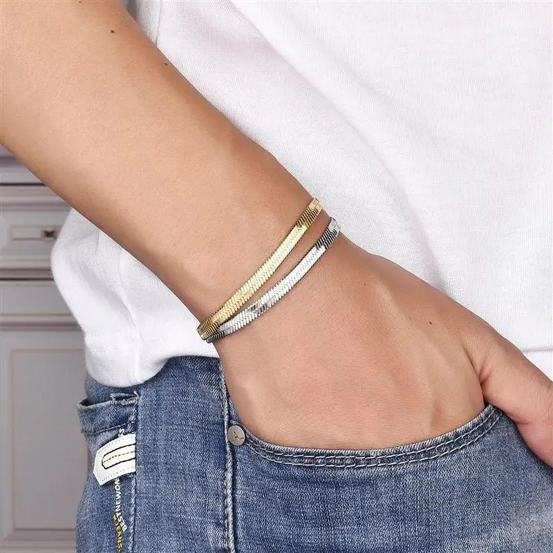 Classic 5mm Stainless Steel Snake Chain Bracelet