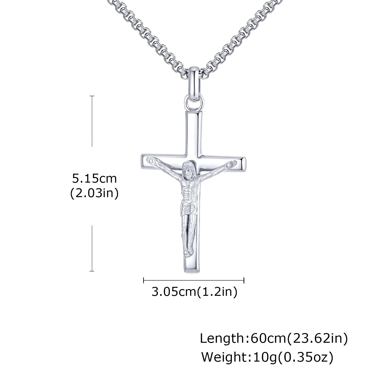 Stainless Steel Catholic Cross Necklace for Men,St. Benedict's Catholic Crucifix Pendant Necklace,Religion Gothic