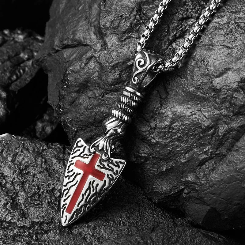 Viking Arrowhead Valknut Pendant Necklace — Stainless Steel
