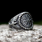 New Fashion 316L Stainless Steel Unique Viking Compass With Eagle Ring For Man Women Biker Jewelry for gift free