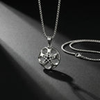 Creative Unique Wheel Hub Pendant Necklace Inlaid Cubic Zircon Stainless Steel Necklace Fashion Punk Jewelry for Men Gift