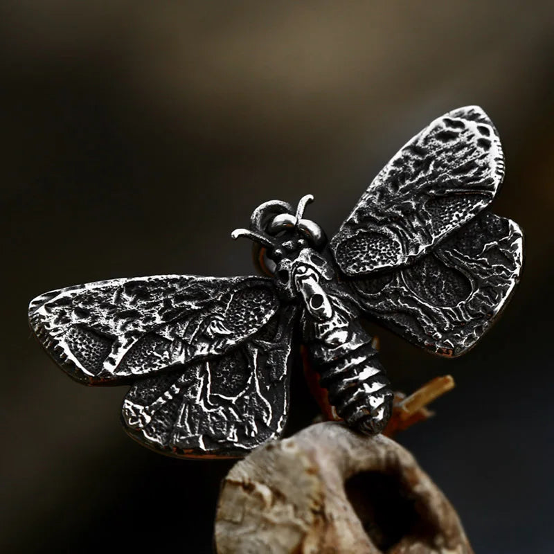 Beier Death Head Skull Butterfly Moth Pendant necklace For Man Stainless Steel Punk good detail Animal Jewelry BP8-599