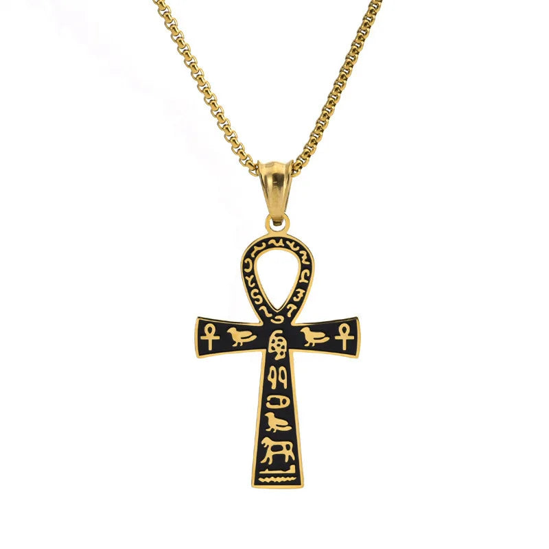 Cross Egyptian Steel Pendant 316L Anka Vintage