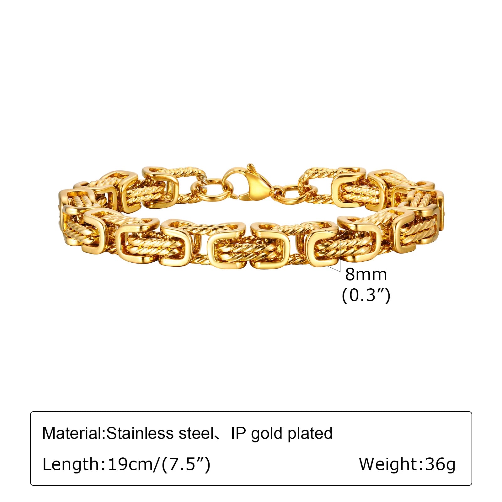 Byzantine Chunky Link Bracelet 8mm — Stainless Steel
