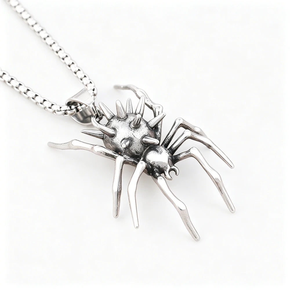 3D Vintage Spider Pendant Necklace for Men — Stainless Steel