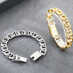 Cool Bracelet for Man 13MM Wide Men's Stainless Steel Link Chain Bracelets Biker Jewelry Hip Hop Charms for Boys