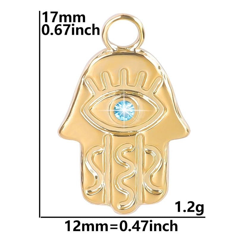 7Pcs No Fade Stainless Steel Wicca Moon Sun Egyptian Ankh Life Cross Pendant DIY Fatima Hand Turkish Evil Eye кулон Jewelry