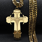 Cross Steel Pendant Layered Collar Hombren6134
