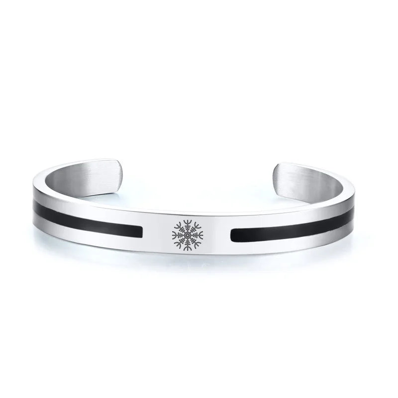 Viking Cuff Bangle Bracelet — Stainless Steel