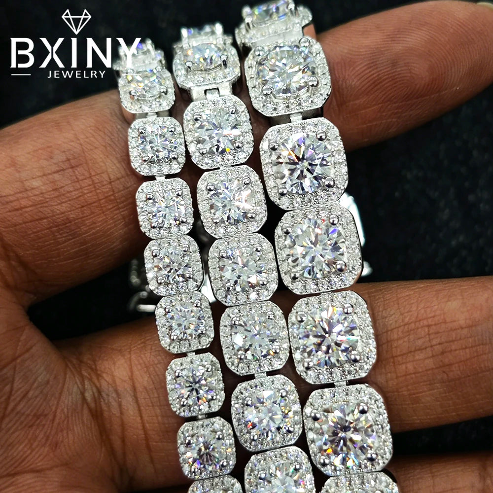 BXINY Luxury Full Moissanite Bracelets S925 Silver GRA Certified Lab Diamond Hand Chain for Women Men Wedding Fine Jewelry Gifts