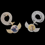 Angel Wings Photo Pendant Necklace Iced Out