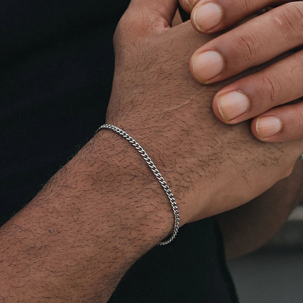 Hip Hop Stainless Steel Cuban Chain Bracelet For Women 3 5 7 mm Simple Stainless Steel Men Bracelet Gold Color Jewelry
