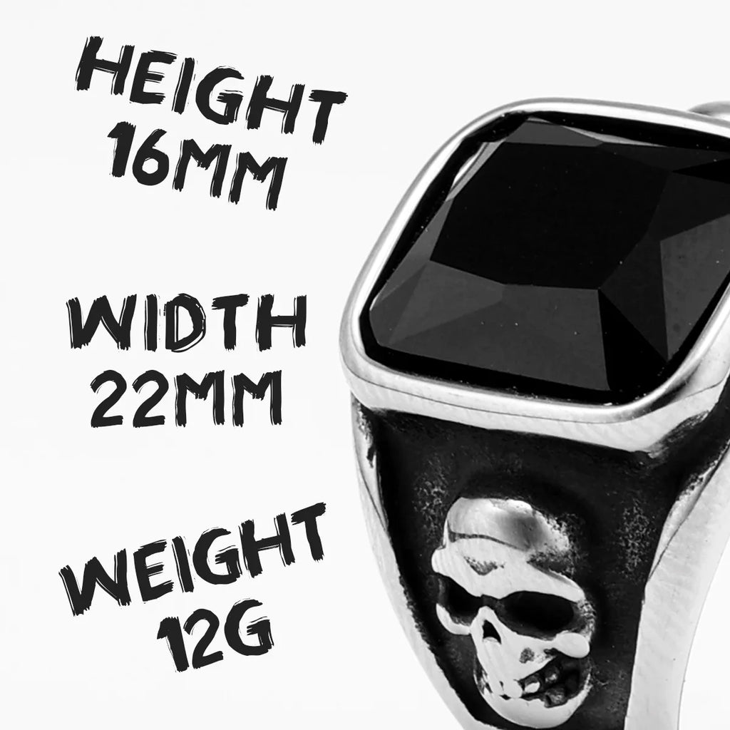 Skull Gemstone Ring — Stainless Steel