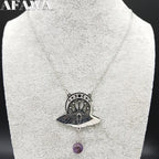 Bat Witchcraft Triple Moon Goddess Necklace Stainless Steel Women Silver Color Moth Necklace Jewerly Collar Mujer N3059S02