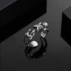 Creative Punk Skeleton Opening Ring for Men, Retro Gothic Skull Metal Rings, Vintage Hip Hop Finger Jewelry Gift for
