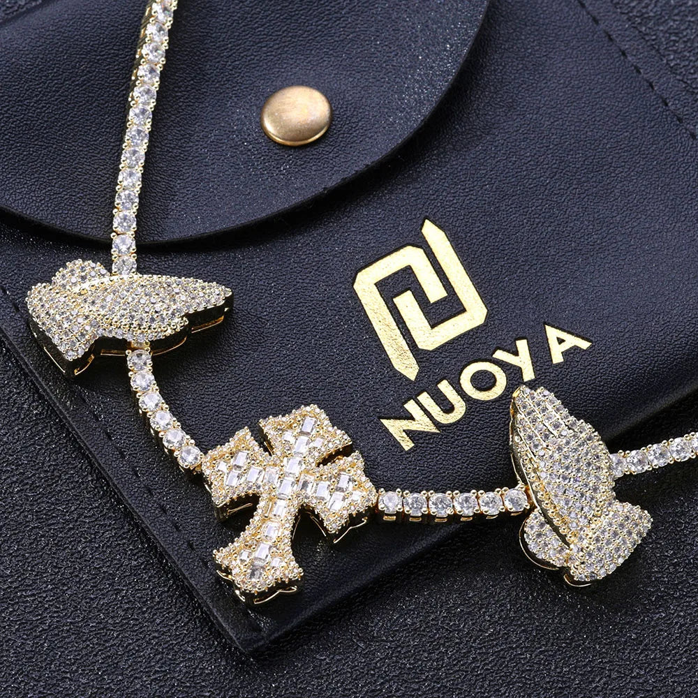 Cross Tennis Necklace Iced Out 5A CZ