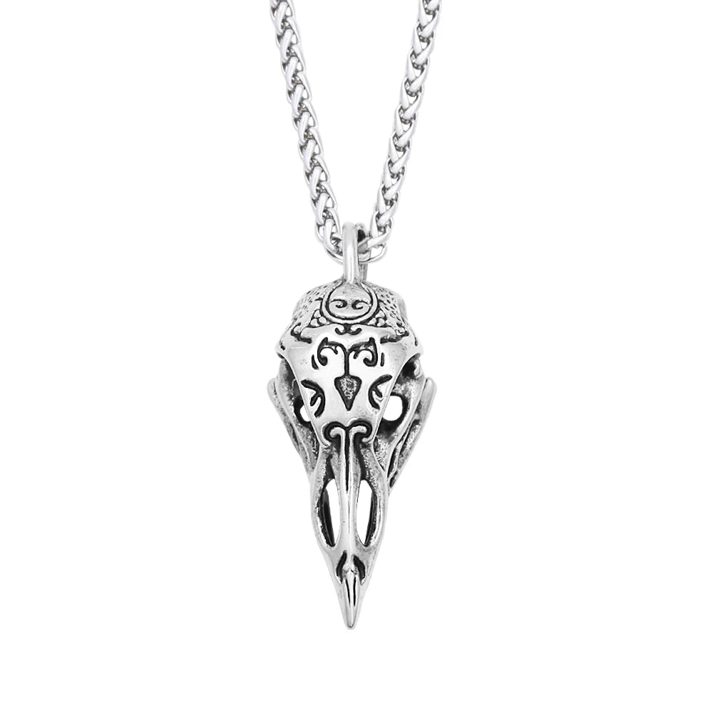 Raven Skull Pendant — Stainless Steel