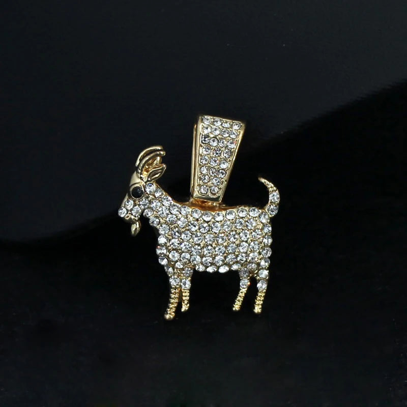 Fashion Gold Goat Pendant Necklace Hip Hop Tennis Chain Necklaces For Women Mens Gifts Motivation Jewelry