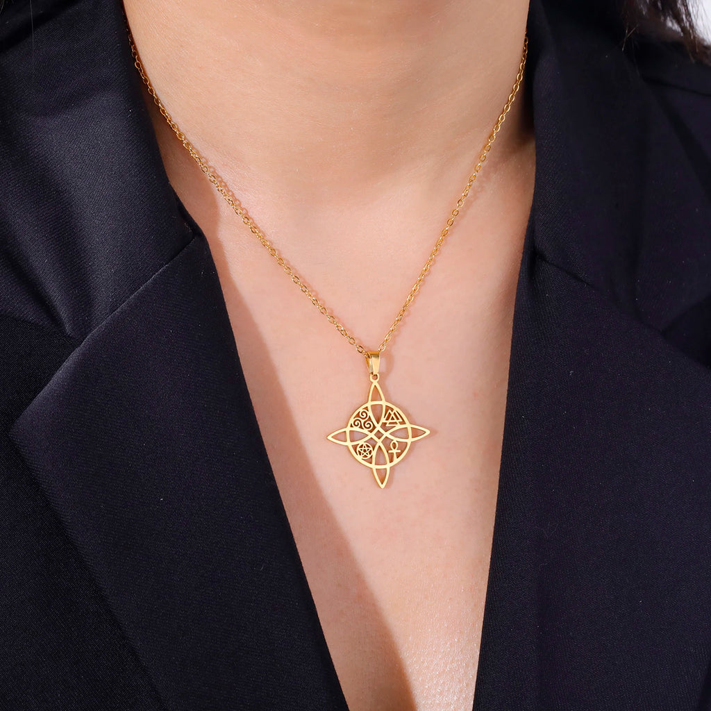 Witch Knot Ankh Cross Pendant — Stainless Steel