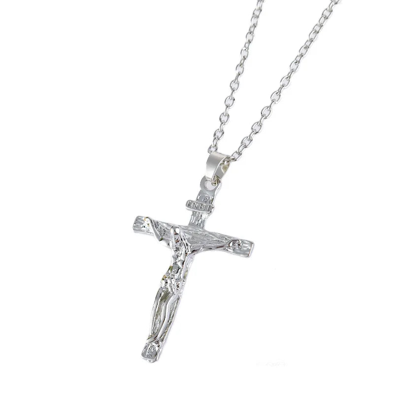 New Explosive Trendy Easter Jesus Cross Men's Necklace Pendant Light Luxury Fashion Trend Niche Men's Necklace Gift