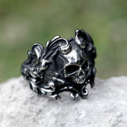 NEW Men's 316L stainless-steel rings Calvarium Skull Devil RING for gothic decorative pattern Jewelry Gift free shipping